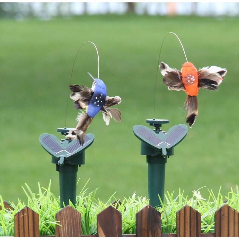 1 stücke Kreative Solar- Auto Fliegen Kolibri Künstliche Feder Farbe Simulierte VöGel drinnen draussen Garten Dekoration Ornament