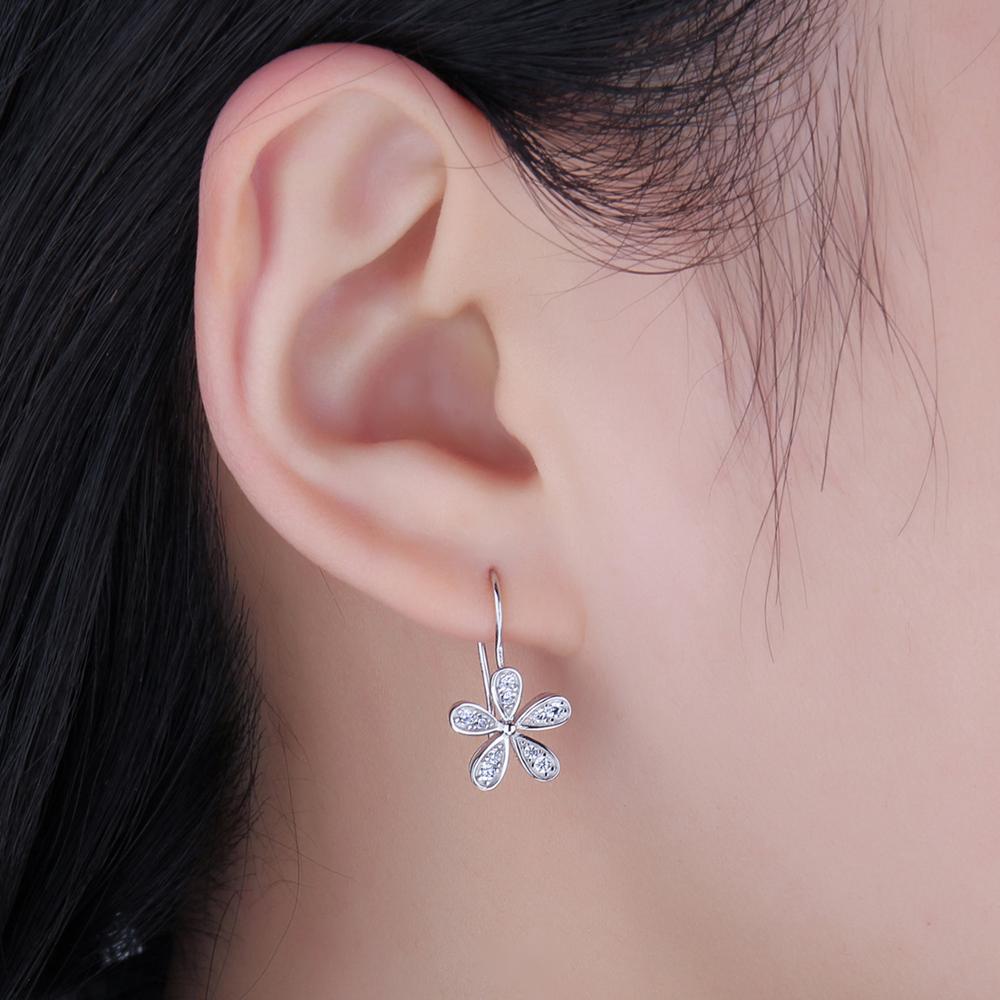Jewelrypalace Daisy Flower 925 Sterling Zilver Dangle Oorbellen Zirconia Opknoping Oorbellen Voor Vrouwen Mode-sieraden