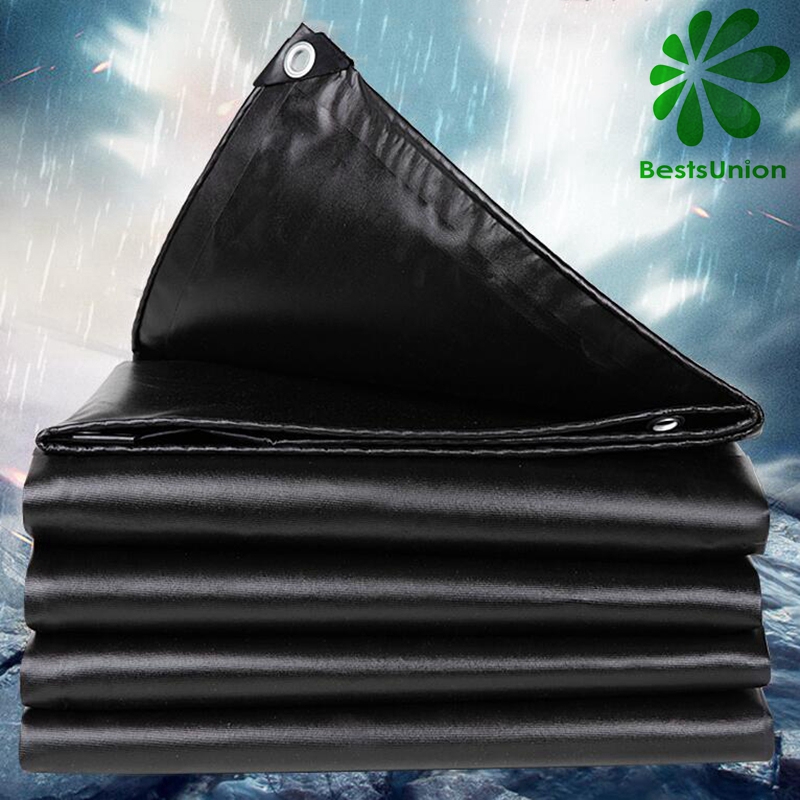 Lona impermeável preta engrossar lona de PVC resistente ao desgaste protetor solar para caminhão de carro ao ar livre pano à prova de chuva