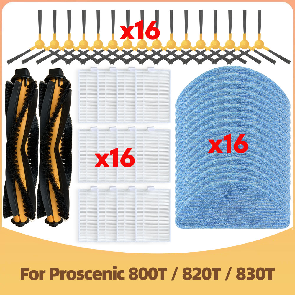Compatibile con Proscenic 800T 820T 830T LIECTROUX C30B XR500 E30 Aspirapolvere robot Spazzola Laterale Filtro HEPA Panno Mocio Parti di Sostituzione: verde