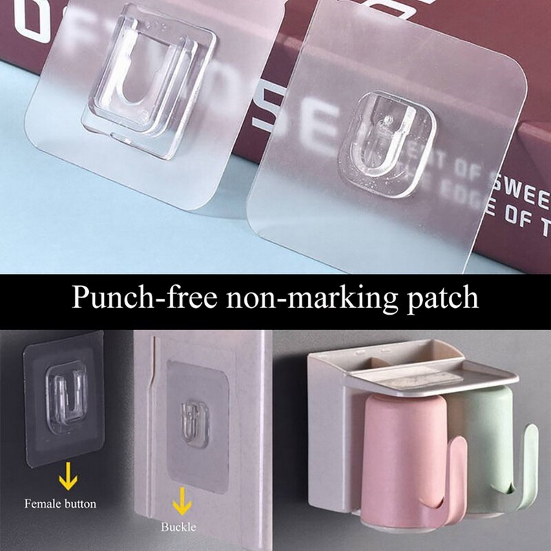 1 Pair Double Sided Wall Adhesive Hook Paste Plug Socket Holder Cable Storage Plug Fixing Organize Seamles Waterproof Reusable