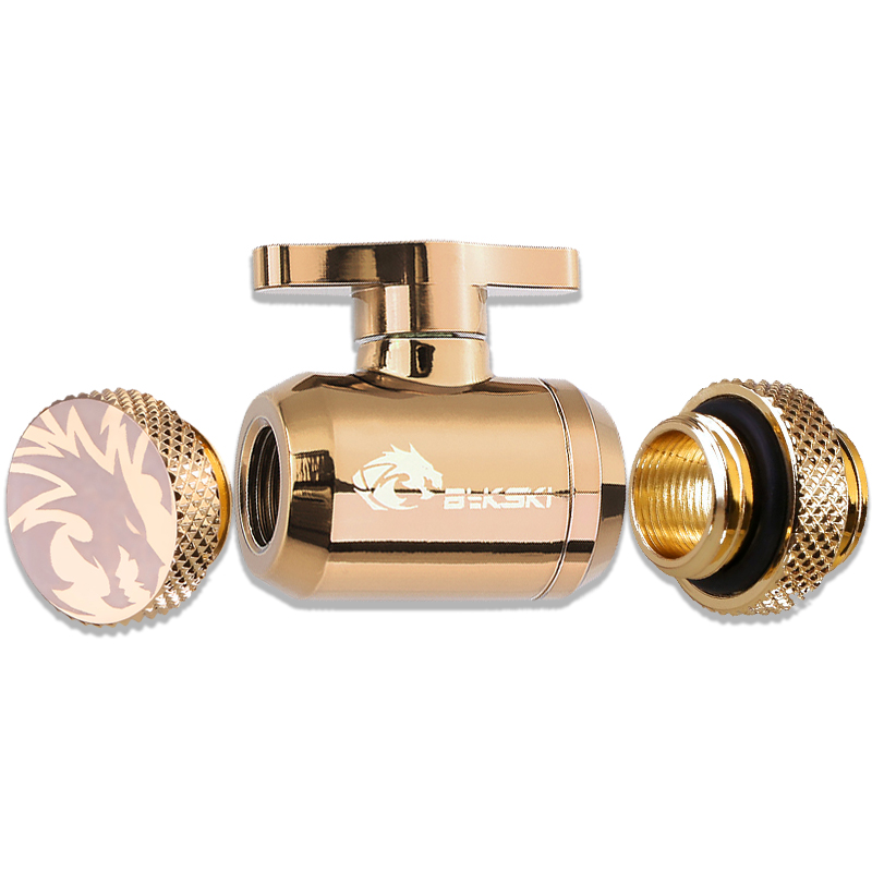 Bykski PC Water Cooling Fittings Combo Plug+Water Valve+Mini Double Male Fitting: Gold-KIT