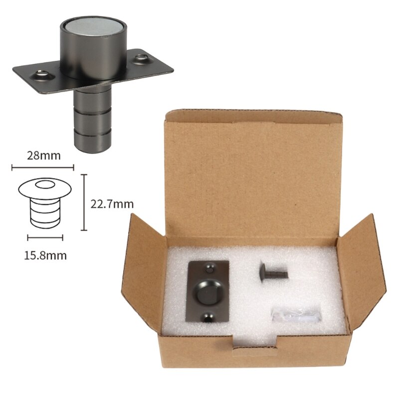 Butoir de porte magnétique Invisible en acier inoxydable, fixation au sol, Ultra-mince, noir: S