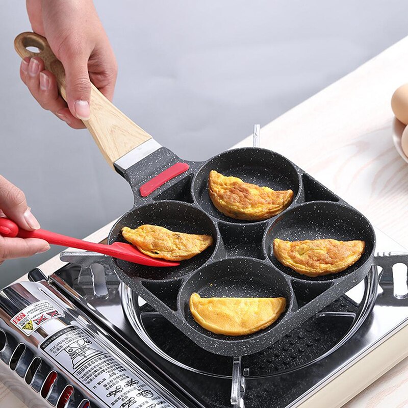 Vier-Gat 8/9Cm Diameter Omelet Pan Pot Pan Met Temperatuur Instructie Non-stick Ei pannenkoek Pan Ontbijt Kookgerei