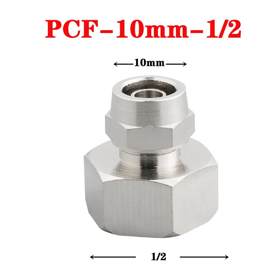 Pneumatische twist fit 4/6/8/10/12mm od slang  x 1/8 " 1/4 " 3/8 " 1/2 " binnendraad koper nikkel plating luchtslang snelkoppeling: Pcf - od10mm-04