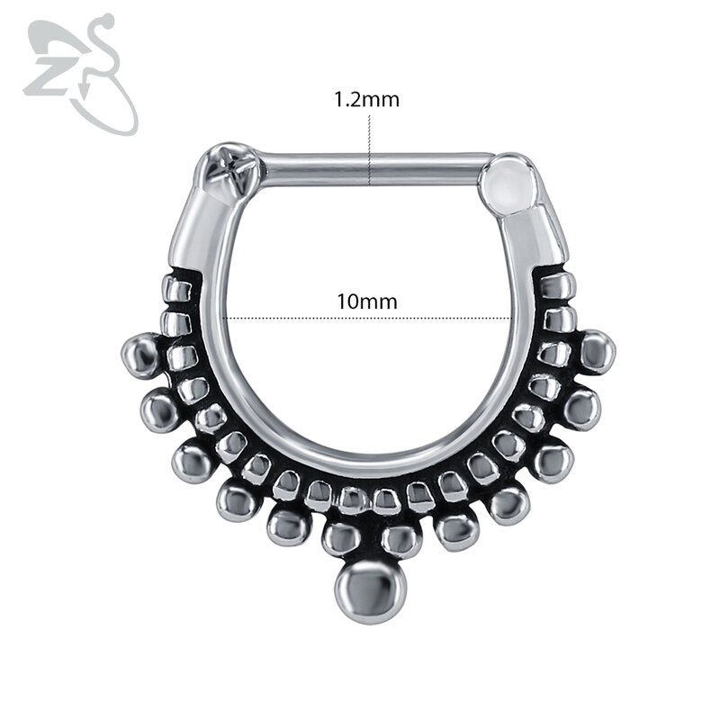 Zs 16G Chirurgisch Staal Indian Neus Septum Ringen Vrouwen Crystal Oor Helix Clicker Piercings Earring Septums Hoepel Piercing Sieraden: Style 11