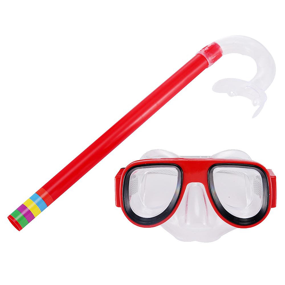 Snorkeling Set Swimming Diving Flippers Snorkel Equipment Scuba Goggles: Red