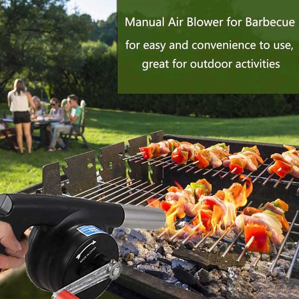 Stor utomhus hand vev förbränning fläkt luft fläkt grill picknick camping hårtork spis tillbehör hand vev verktyg