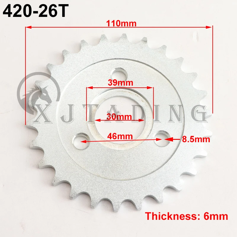 Motorfiets 24 T/26 T/28 T/29 T/31 T/35 T/37 T Tanden 30mm Achter Tandwiel Fit Voor Honda Aap Motor Pit Crossmotor 420/428 Keten: Lavendel