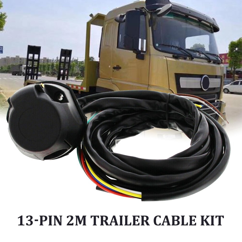 7 -aderige 2m- aanhangwagenkabelset, aanhangwagencontactdoosset, 7- pins elektrische set, e-kit kabelboom, tractiehaak, auto-accessoires