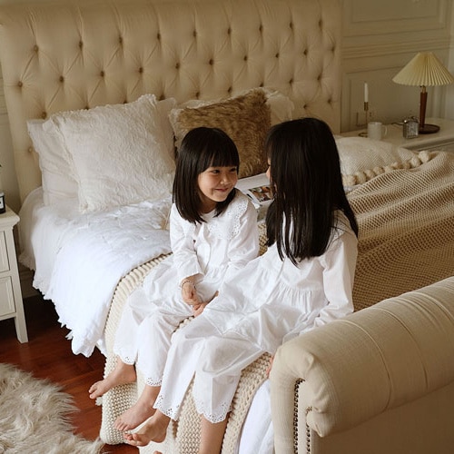 Kid Mädchen Lolita Bestickt Turndown Kragen Pyjama Sets.Vintage Kleinkind kinder Pyjamas set Schlaf Loungewear. kinder Kleidung