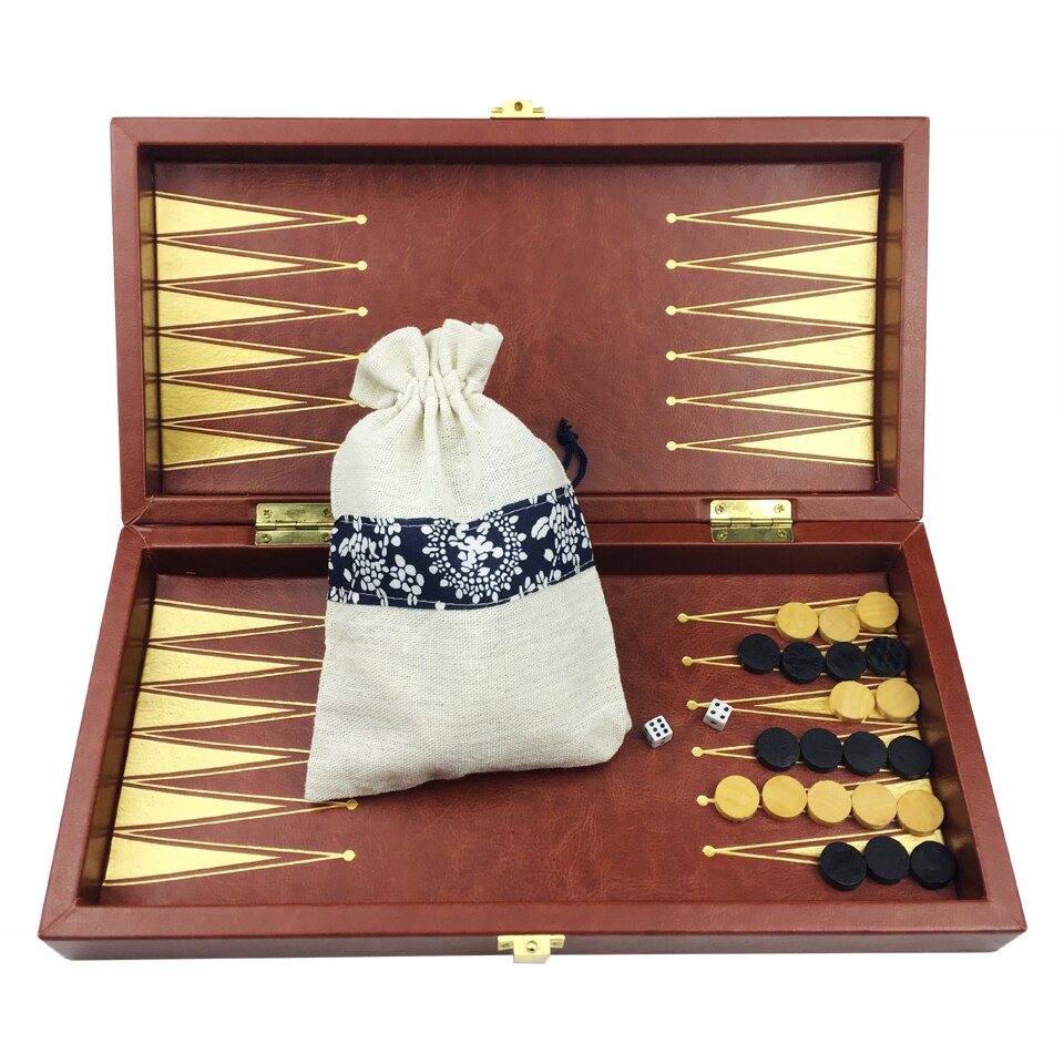 Wooden Chess Set King Height 79mm Chessman International Chess Game PU Leather Folding Chessboard Wood Chess Piece I48