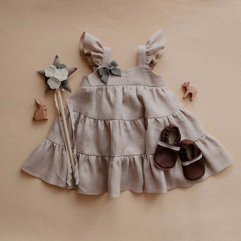Baby Meisjes Kleding Baby Katoenen Linnen Jurk Zomer Zonnejurk Mouwloos Leuke Kant Verstoorde Kids Prinses Lange Rok Peuter