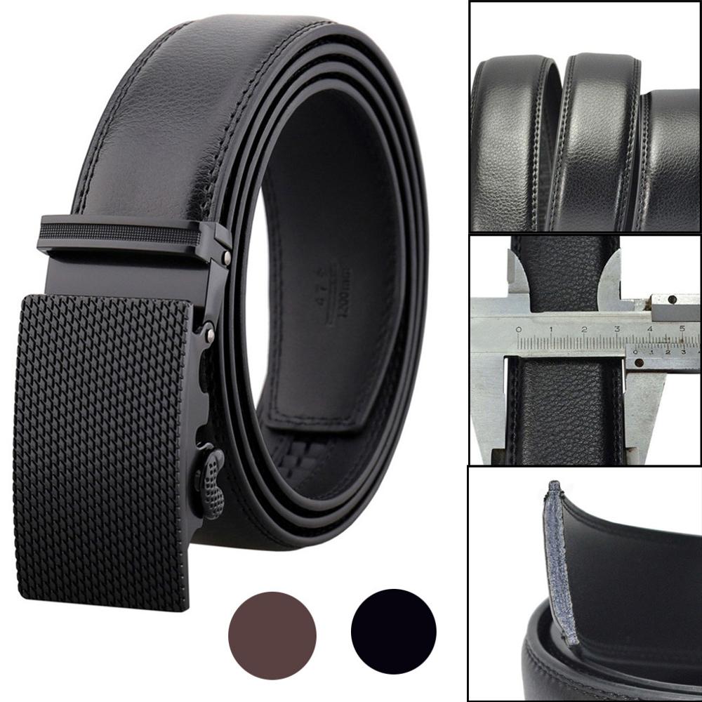 Easy Detachable Men's Leather Ratchet Dress Belt With Automatic Buckle