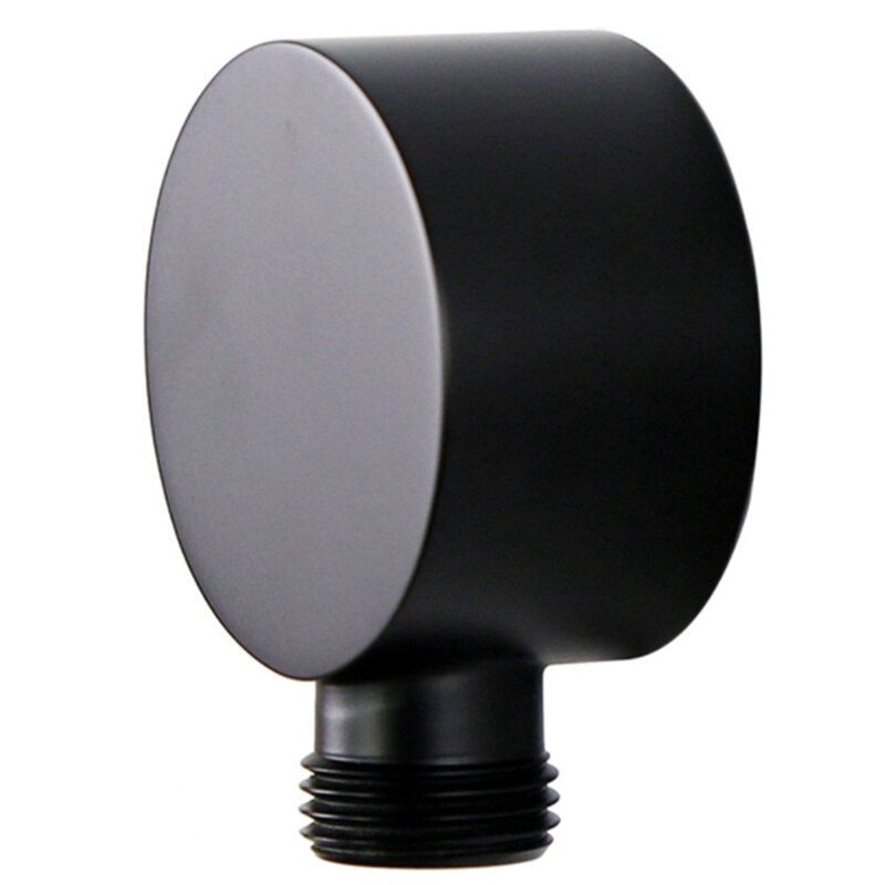 Wall Supply Elbow,Brass Round Wall Mount Shower Hose Connector Accessories G1/2 Inch Water Outlet for Shower: Black