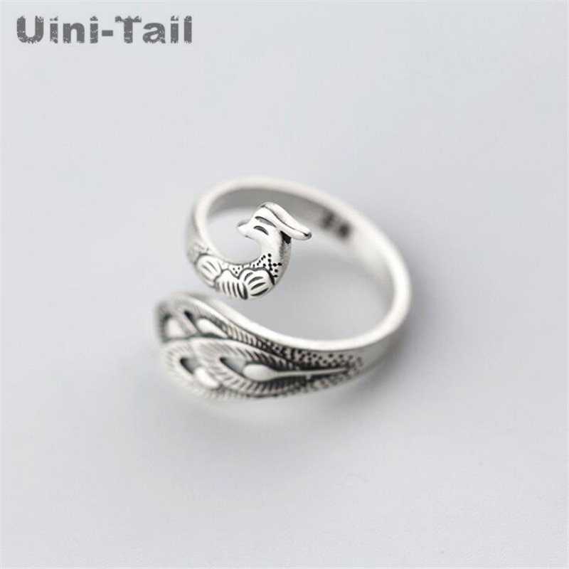 925 Sterling Zilver Pauw Phoenix Ring - Verstelbare Opening Cocktailring Dames