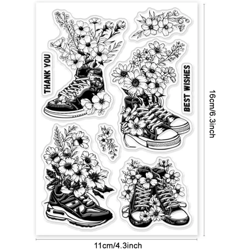 Schoenen Bloemen Duidelijke Stempel Lente Thema Duidelijke Stempels Siliconen Stempels voor DIY Scrapbooking Fotoalbum Decoratieve Kaarten