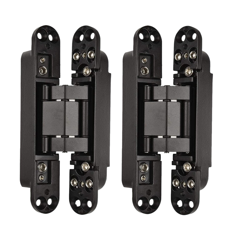2Pcs 6 Inch Concealed Door Hinges Invisible Hinges Concealed Hinges 180 Degree Swing Hinge 3 Way Adjustable Butt Hinge: black