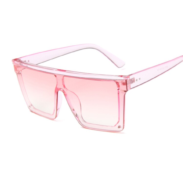 Oversized Zonnebril Vrouwen Big Frame Vierkante Platte Top Klinknagel Zonnebril Vrouwelijke Vrouwen/Mannen Vintage Spiegel Shades Gradiënt UV400: Pink