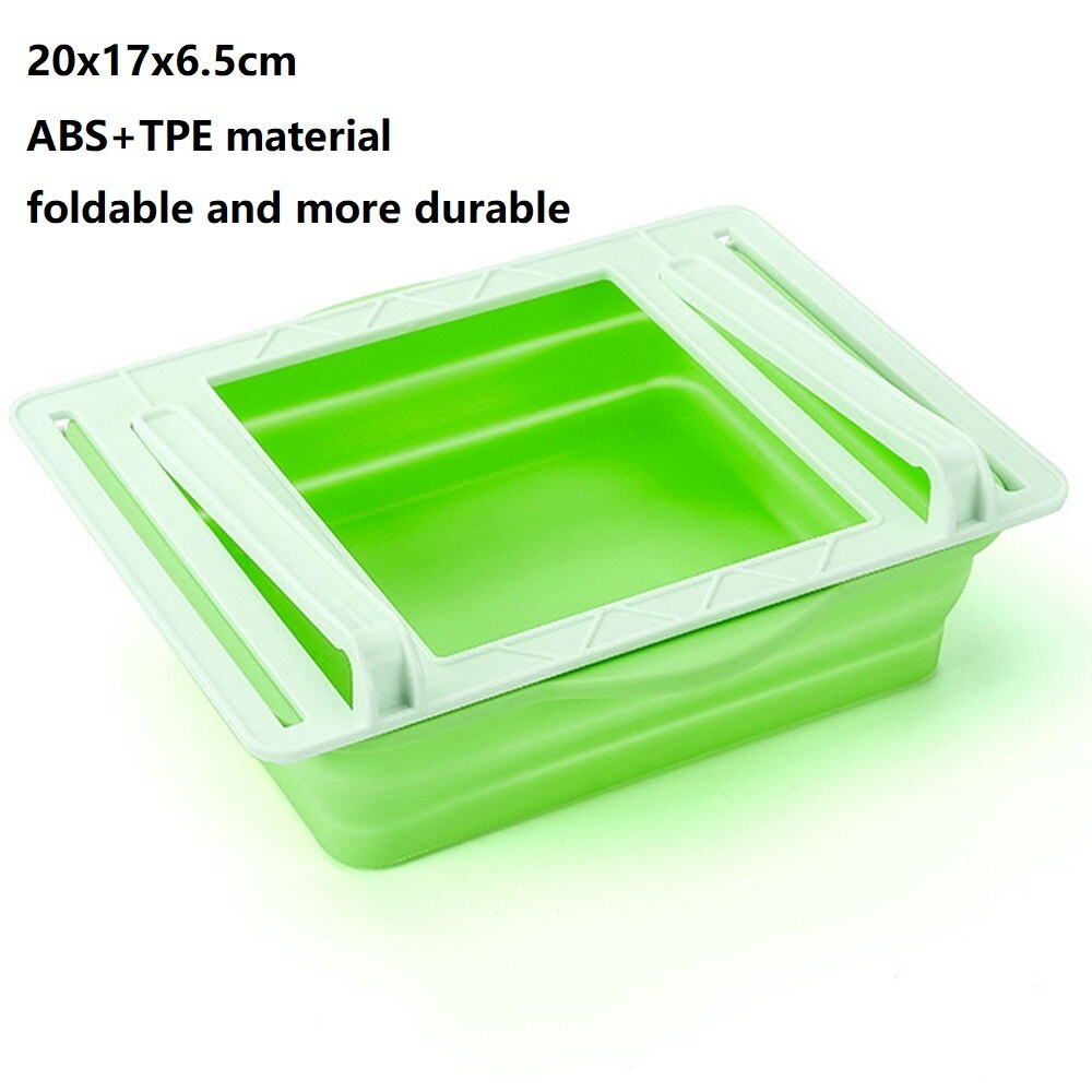 Folding and Stretchable Fridge Pull-out Storage Drawer Kitchen Fruit Egg Organizer Storage Rack Box Refridgerator Shelf Holder: B1 20x17x6.5cm