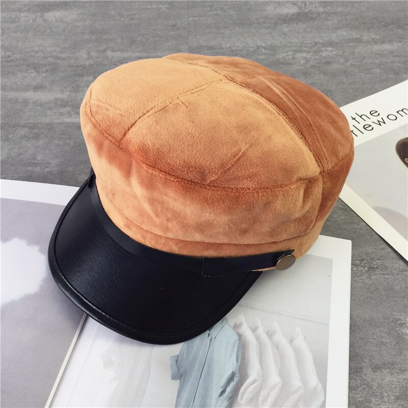 Winter Octagonal cap women men Hairy berets street style beret caps brand hats Newspaper Cap for 90s Girls: Yellow
