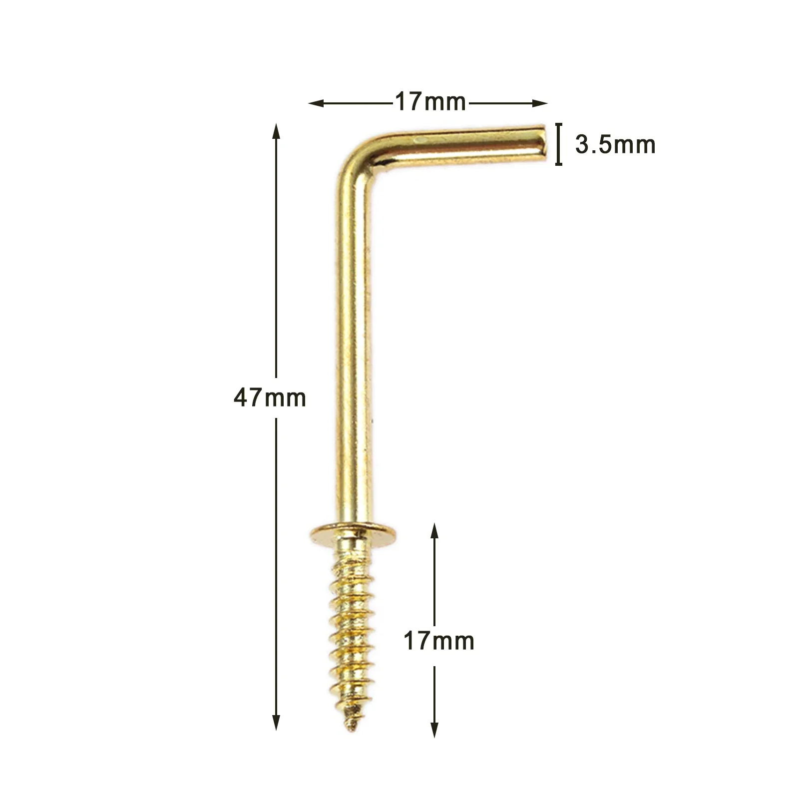 10/20pcs 7-style Metal Hook L-shape Golden Screw-in Hanger 17/25/37/47/54mm Wood Wall Mounted Photo Frame Kitchen Garden Outdoor: Brown