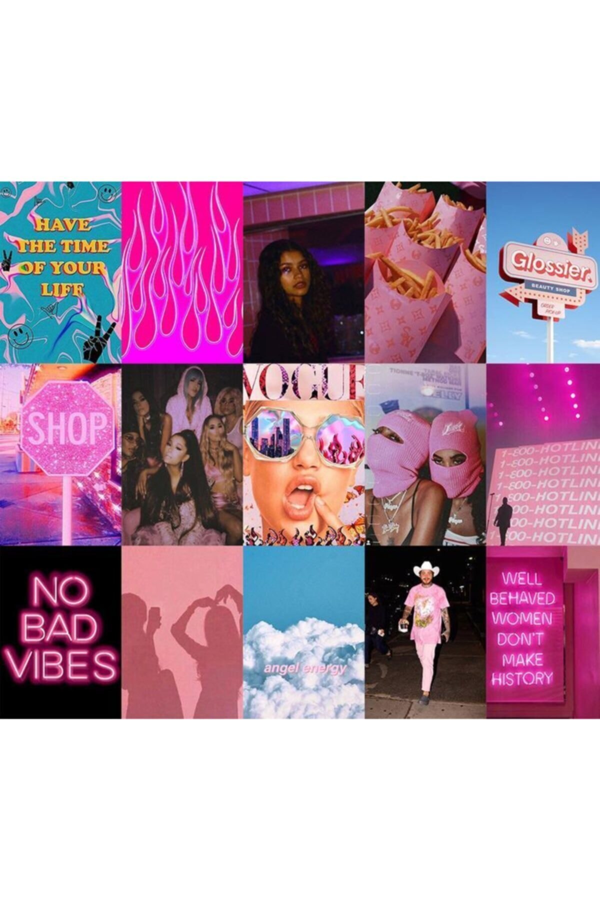 Pinterest Tumblr Vintage Wall Poster Collage Set - 70 Pieces - Retro Poster Set - 70's Coated Paper Poster 10 cm x 14 cm