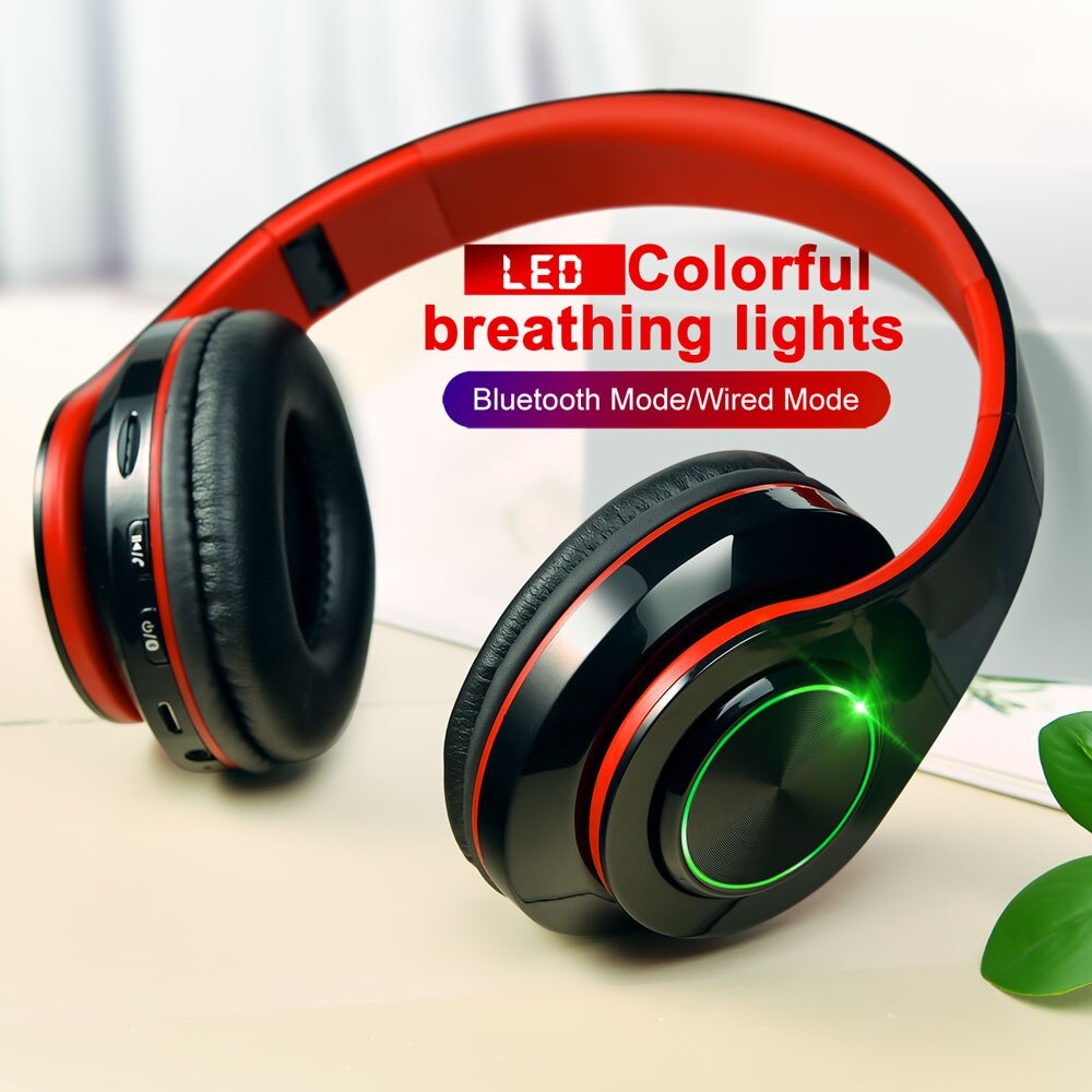 B39 Portable pliant sans fil Bluetooth casque LED coloré respiration lumières avec micro Support TF carte intégré FM lecteur Mp3