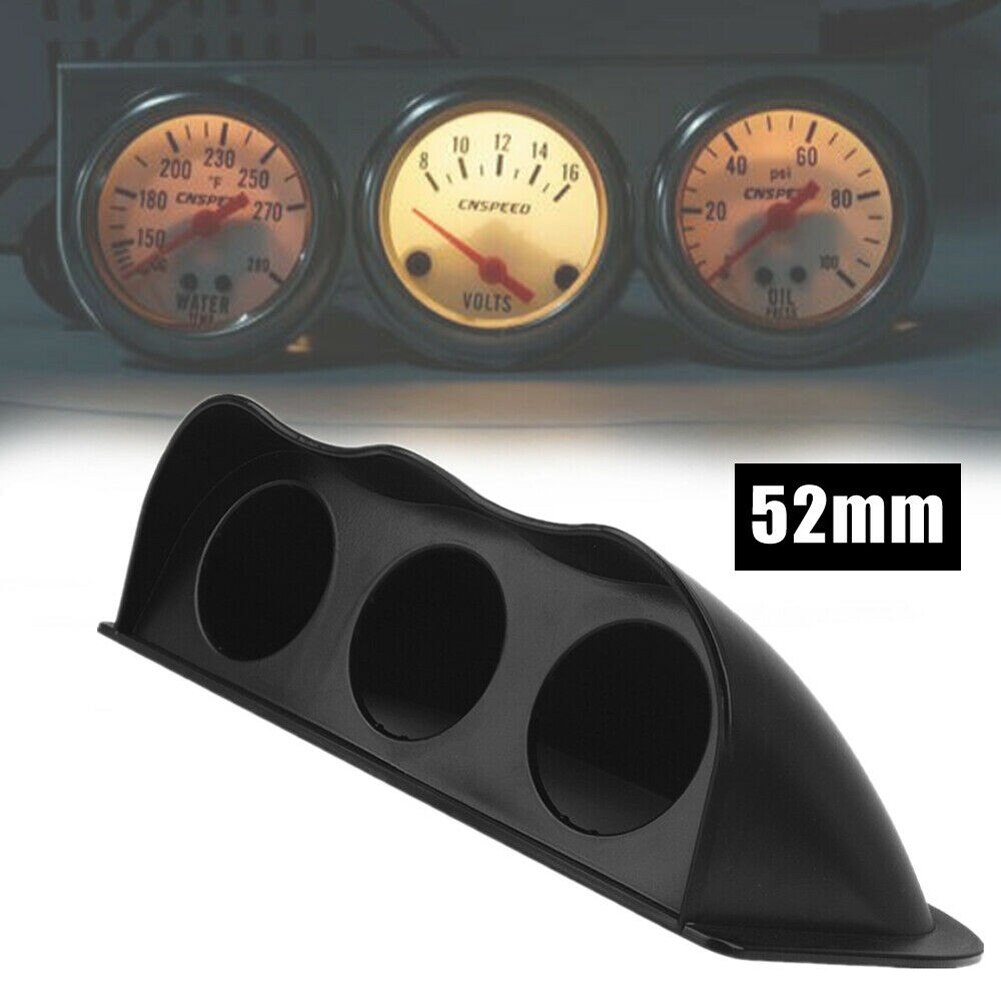 52mm Car Triple Dash Gauge Pod 2 inch/52mm ABS Triple Pod 3-Hole Dashboard Mount Holder Pod Black Gauge Holder