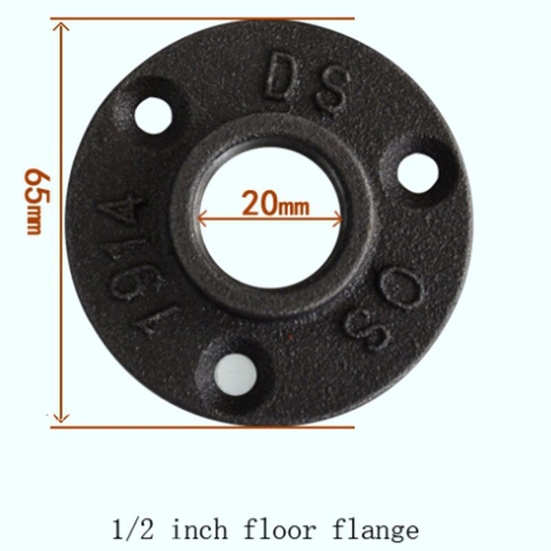 10Pcs/Lot Dn15 Bsp Thread Malleable Iron Pipe Fittings Wall Mount Floor Antique Retro Style Flange Hardware Tool Iron Casting Fl