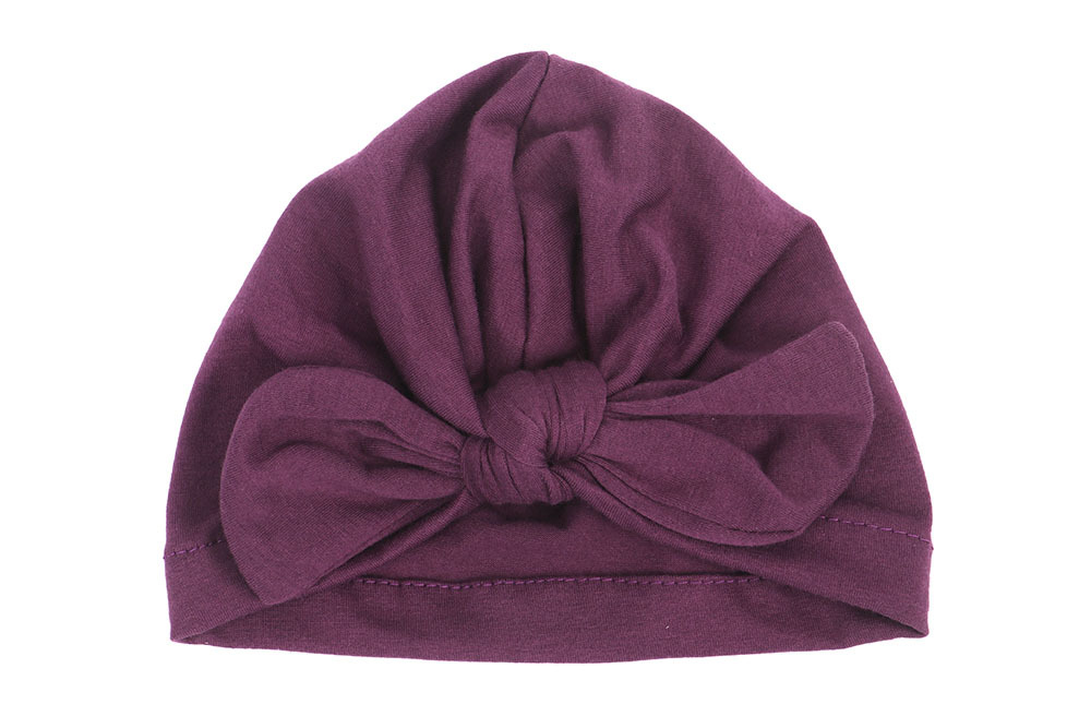 1 pièces Bebe filles garçons doux arcs Turban lapin oreille noeud casquette bonnet chapeau musulman inde chapeau bohème bowknot turbans Cap: Pourpre
