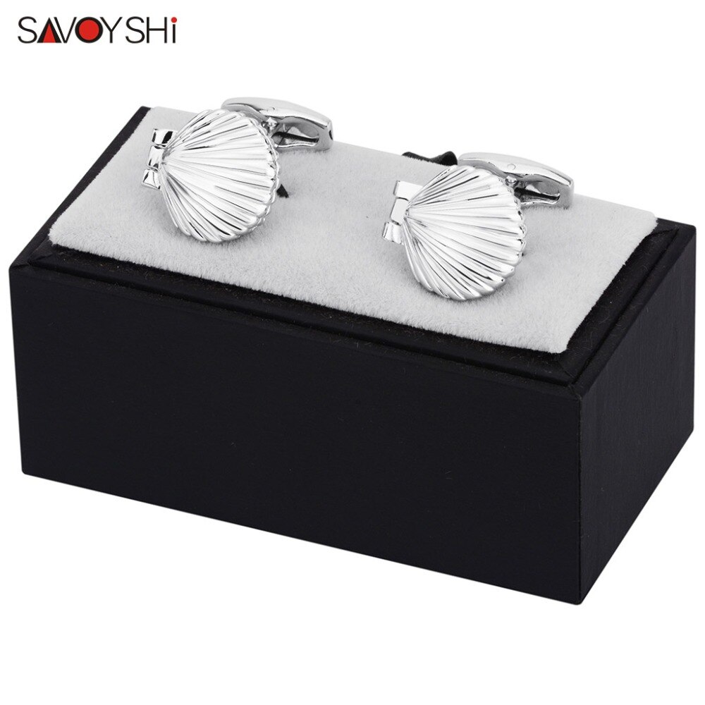 Savoyshi Manchetknopen Voor Heren Shirts Manchetten Novelty Clam Shell Model Manchetknopen Mannelijke Sieraden Gratis Graveren Naam: Cufflinks with box B