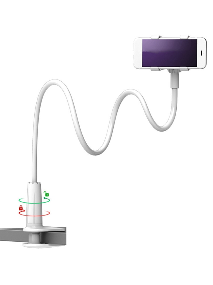 Universal Cell Phone Clip On Stand Holder Grip Flexible Long Arm Gooseneck Bracket Mount Clamp Bed Desktop Phone Holders