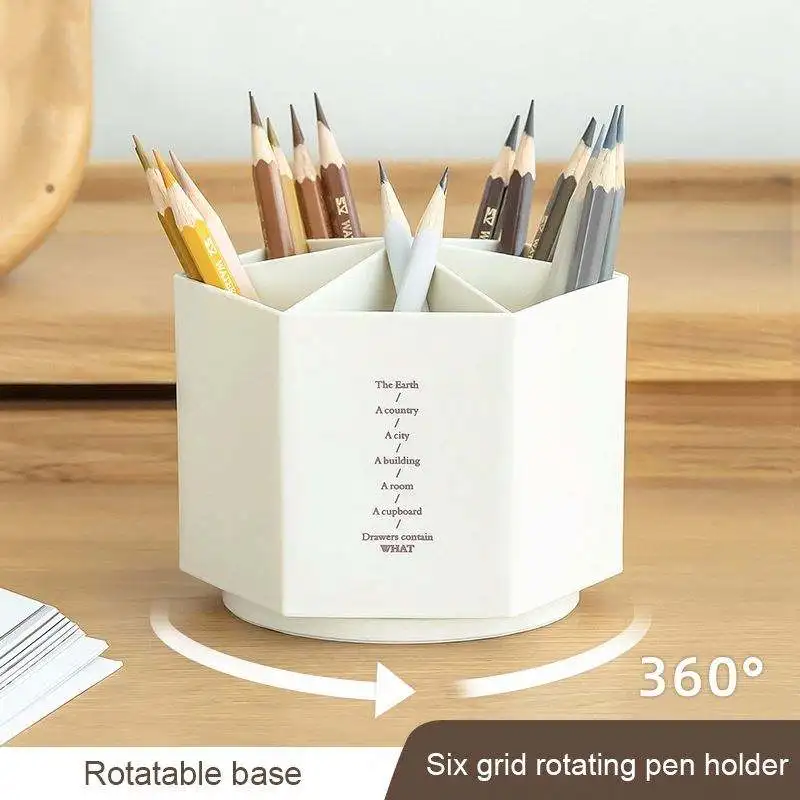 Desk Organizer Accessories Pen Holder Desktop Hexagon Pencil Pot Large Capacity Stationery Storage Box Escritorio