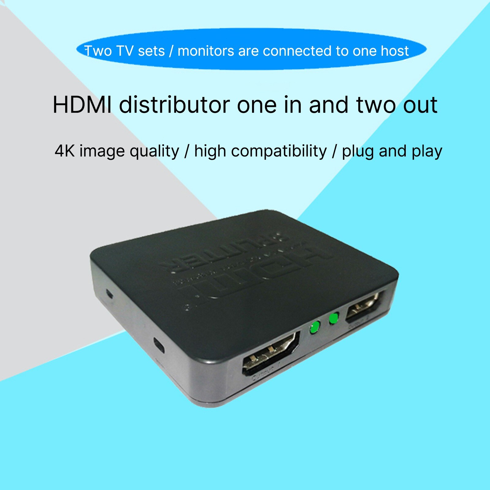 4K HDMI-compatible Splitter Full HD 1080p HDMI-compatible Switch 1X2 Splitter 1 in 2 Out Amplifier Dual Display For HDTV DVD