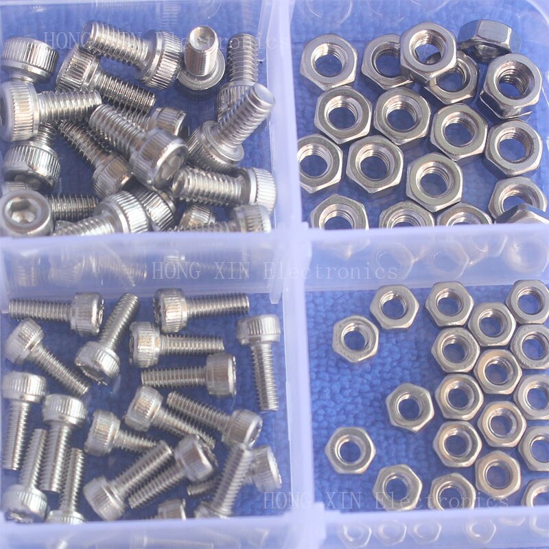 300 st  m2/m3/m4 kapsylgänga rostfritt stål insexskruvmuttrar pcb maskin bult sortiment kit set fästelement hårdvara
