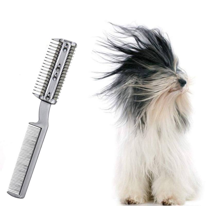 Pet Trimmer cepillo de estética para mascotas de acero inoxidable de mascota perro gato Pin peine cabello derramamiento aseo peine para pulgas herramienta para cachorro