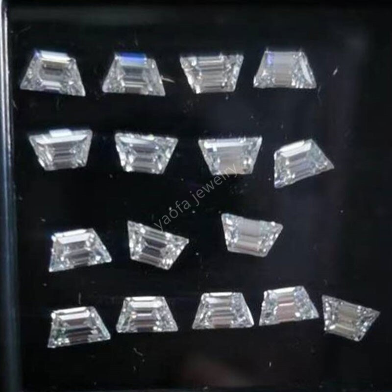 Moissanita-piedra preciosa VVS1 en forma de trapezoidal, Gema cortada, Diamante Blanco, 5A