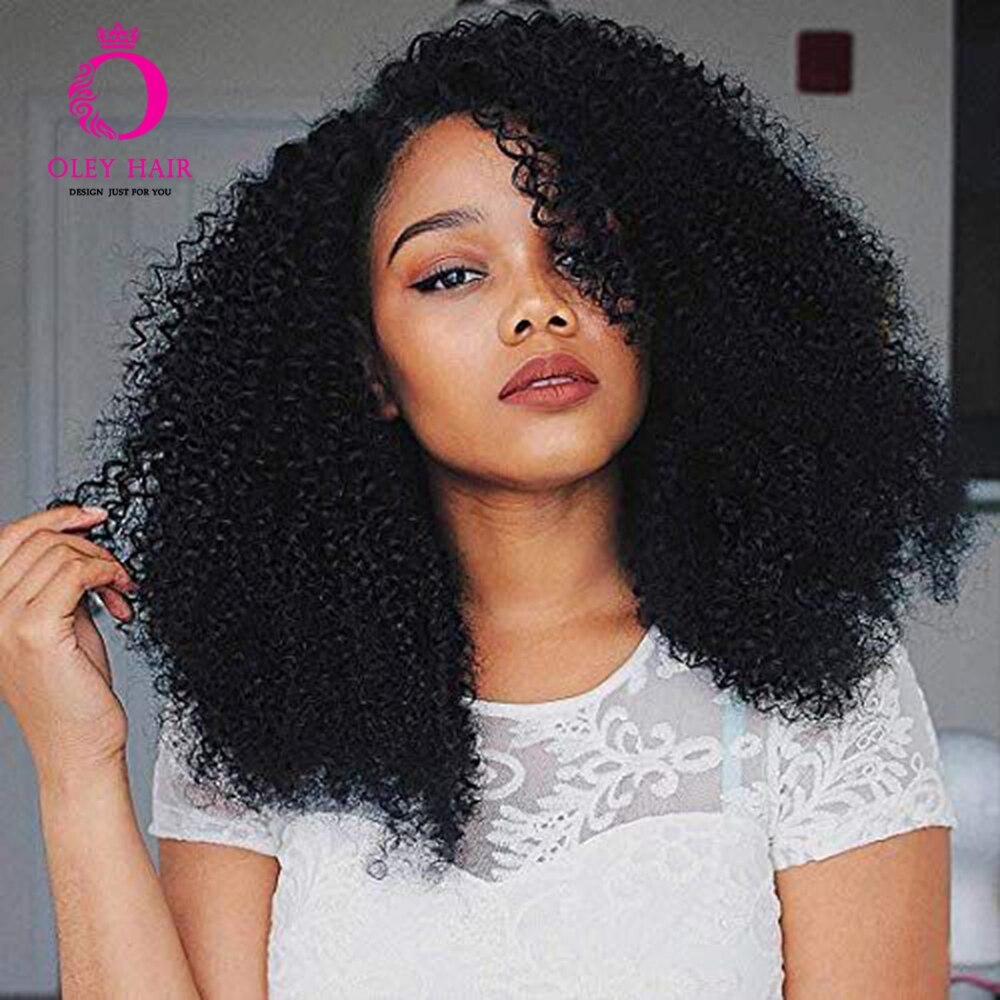 Perruque Lace Front Wig bouclée Afro de haute densité | Perruque synthétique sans colle noire résistante à la chaleur avec raie latérale pour femmes noires