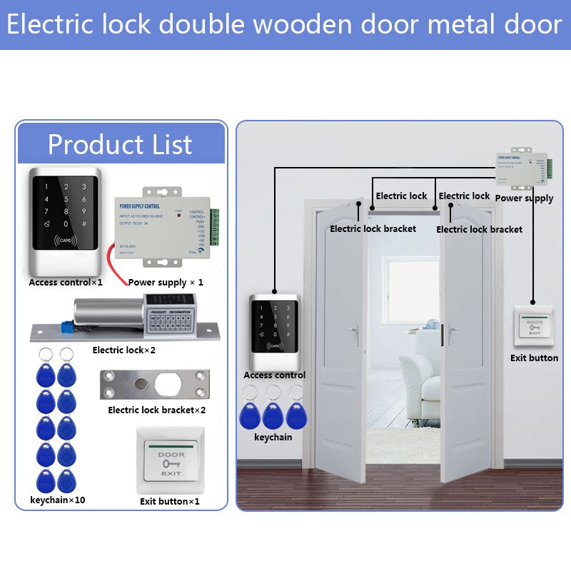 Outdoor RFID Access Control System IP68 Waterproof RFID Keypad Keyboard + Power Supply + Electronic Magnetic Lock Strike Locks