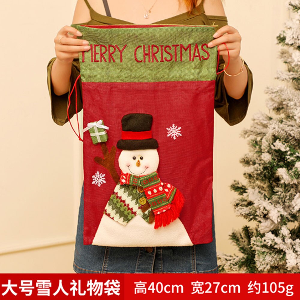 1Pc Kerst Grote Jumbo Vilt Santa Zak Kinderen Xmas Snoep Kous Tas Prachtige Kerstman Oversized Bos tas: Snowman L