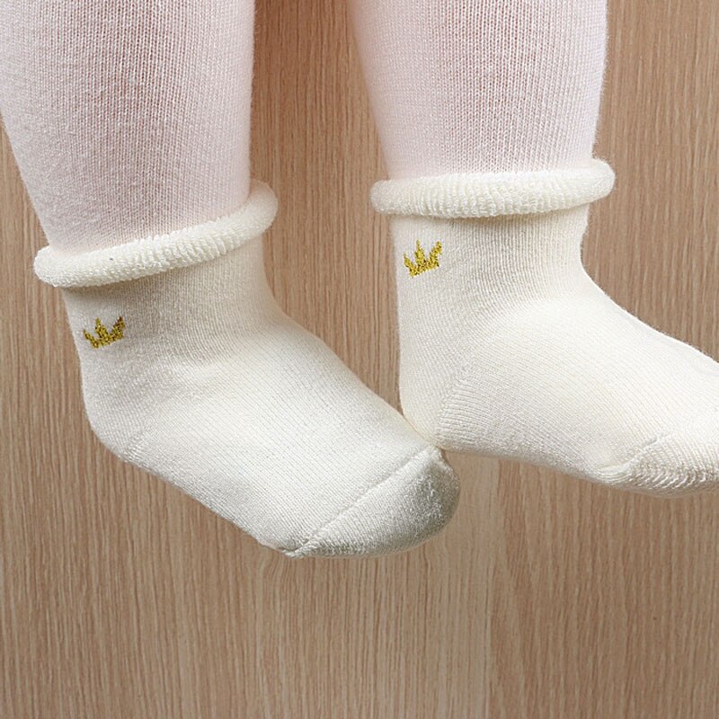 Winter Warm Baby Socken Baumwolle Dicken Atmungs rutschfeste Baby Kinder Kinder Buchten und Mädchen Socken Säuglinge Weichen Socken CS.73: WHITE / 0 to 2 Y