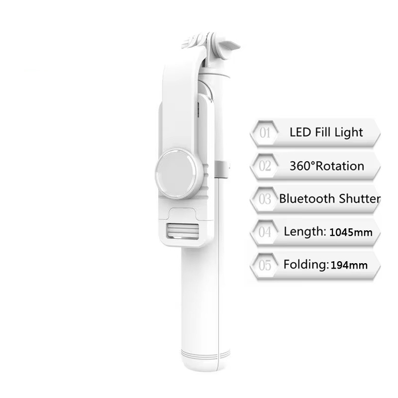 Xiaomi-palo de Selfie con Bluetooth inalámbrico, luz de relleno LED de 1045mm, trípode extendido con obturador remoto para teléfono móvil Android IOS: Negro