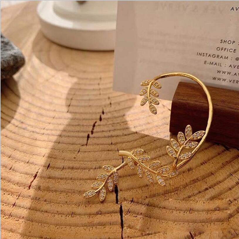 RAKOL 1 Single Removable Flower Olive Branch Cubic Zirconia Earrings for Women Girl Leaf Party Jewelry