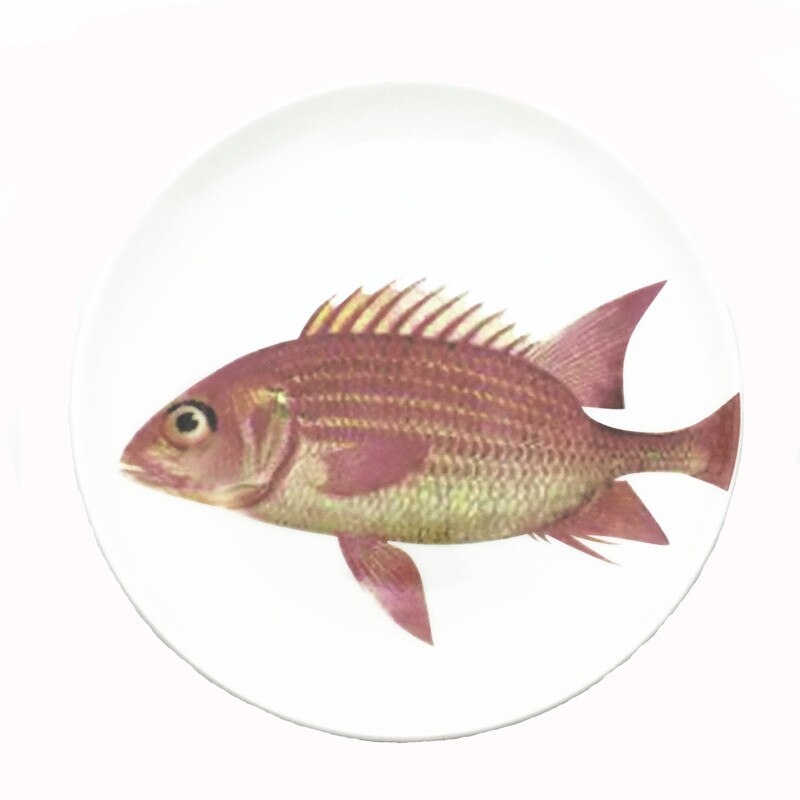 Plato de cerámica para carne, vajilla familiar de 8 pulgadas con de océano, cangrejo, pulpo, pescado, mariscos y comida rápida, ideal para de Navidad, 1 unidad: golden thread