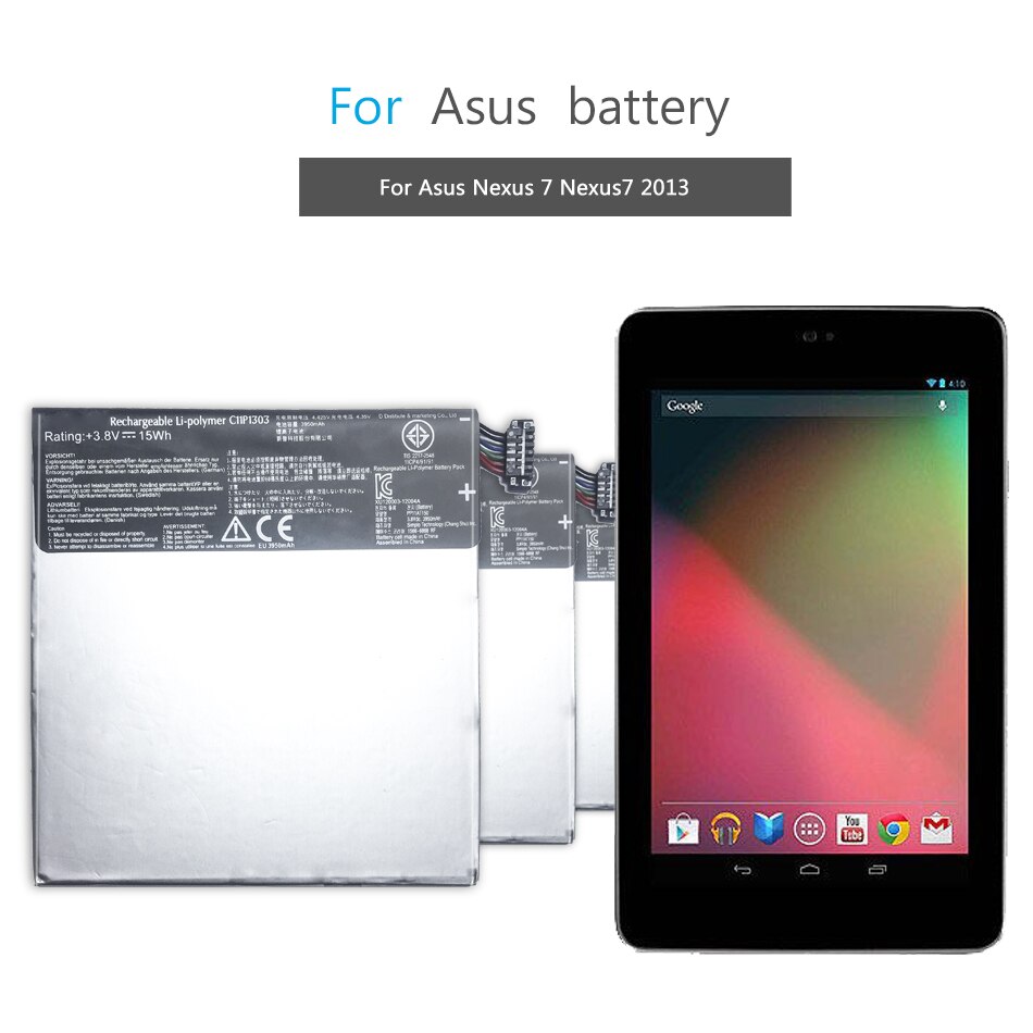 Para Asus Google Nexus 7 Ii 2 2nd Gen versión ME571 ME57K ME57KL K009 de reemplazo 3950mAh C11P1303 Tablet batería