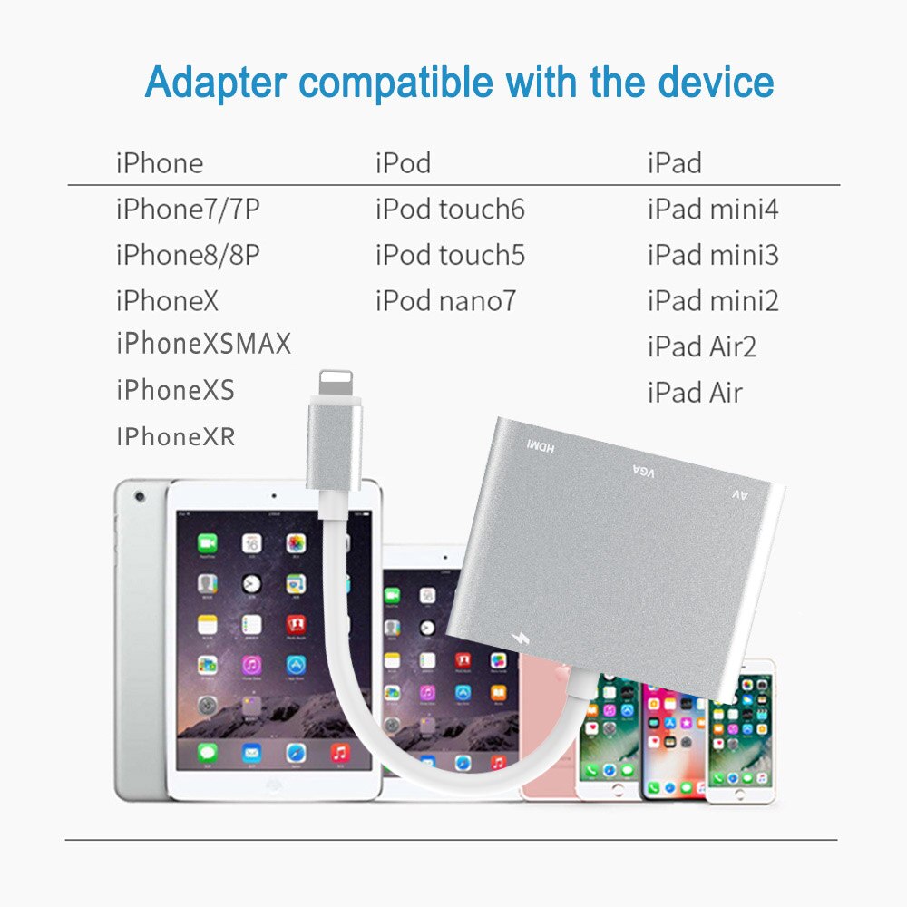 2020 nuovo Disegno di Adattatore HDMI per I Fulmini a VGA AV Audio Video HDTV Cavo OTG per il iPhone 11/X/XS/XR/8P/8/7P/6S/iPad Aria/iPod