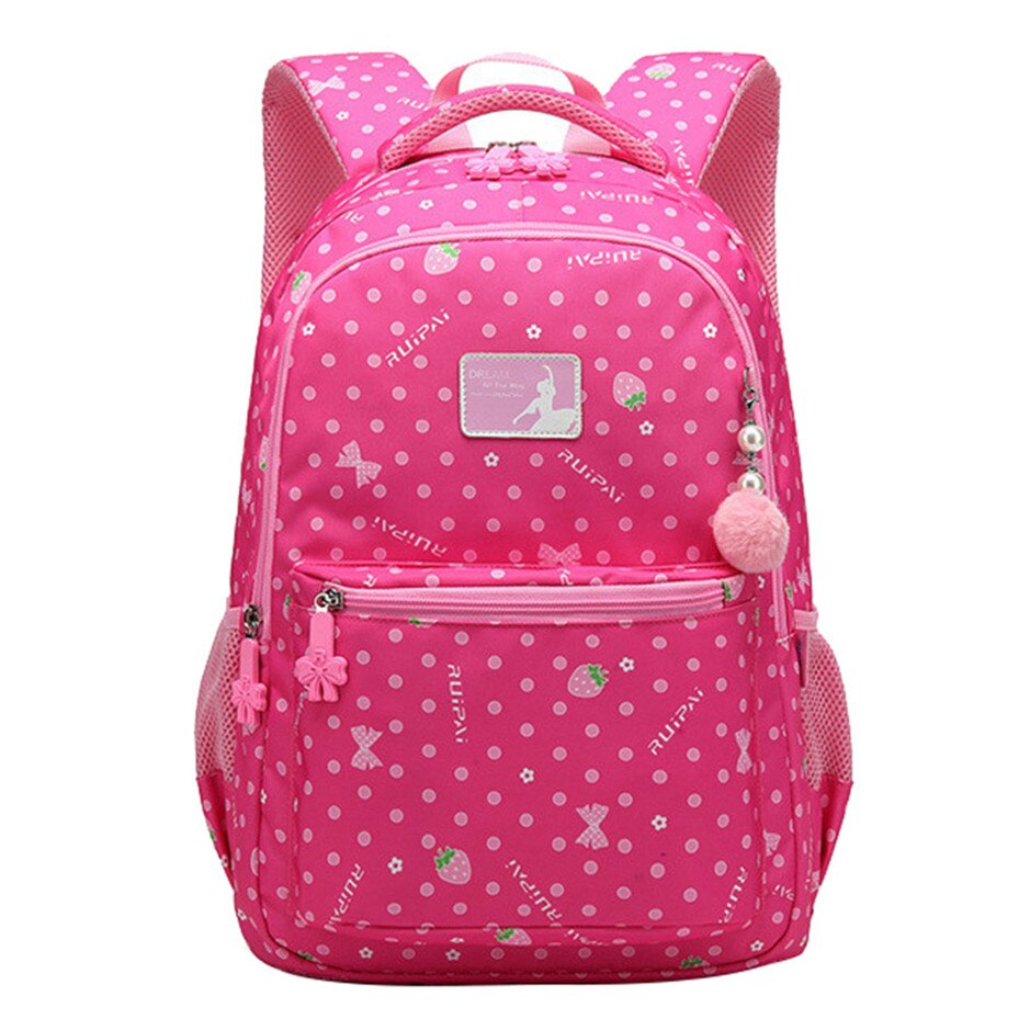 Junior High School Backpacks For Girls Primary Kids Bags two Size Large Capacity School Bags For Children Girls: rose red small