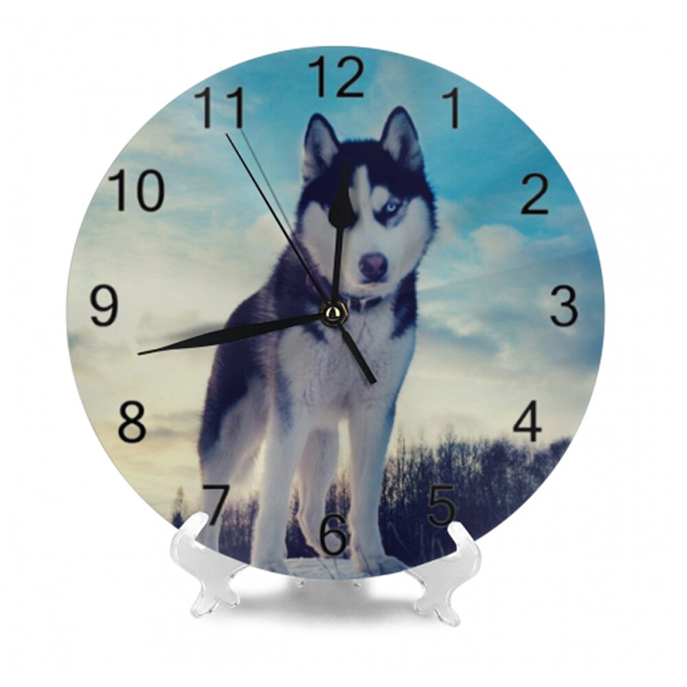 Round Wall-Clock Pet Dogs Pattern Numeral Digital Dial Mute Silent Non-Ticking Battery Operated Clocks Wall Deaor Art