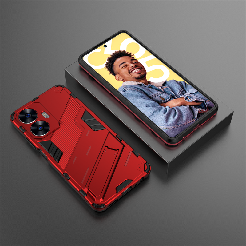 etui na telefon Realmi C55 4G Shockproof Armor magnetyczny uchwyt etui na telefon RealmeC55 Realme C55 C 55 55C 4G RMX3710 6.72" Bck pokrywa: Beżowy